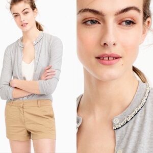 J.Crew Cotton Beaded Jackie Cardigan sz S